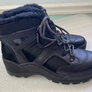 Michael Kors Womens Brooke Leather And Scuba Boot Bootie Fur Lined Size 9